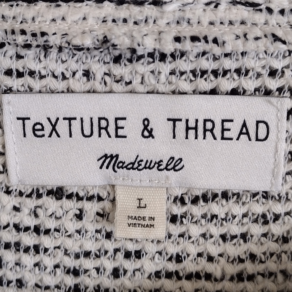 Madewell Texture & Thread Black And White Bubble Sleeve Top Size Large - Picture 5 of 11